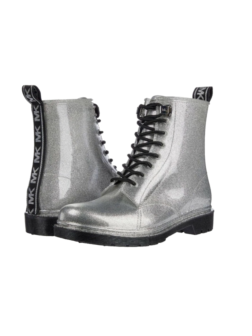 Michael Kors Size 10 Tavie Silver Mettalic Lug Sole Booties